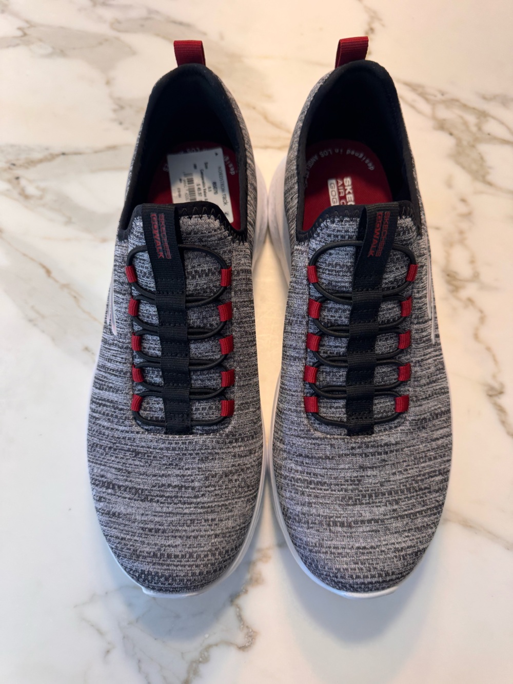 Nordstrom Men’s Gray Knit Slip-On Sneakers with Red Accents